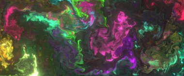 Soyut renkli bir sıvı. Mezuniyet geçmişi. Pankart formatı duvar kağıdı. Sanat kavramı. Dalga sıvısı.