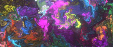 Soyut renkli bir sıvı. Mezuniyet geçmişi. Pankart formatı duvar kağıdı. Sanat kavramı. Dalga sıvısı.