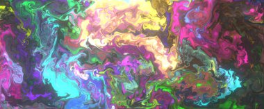 Soyut renkli bir sıvı. Mezuniyet geçmişi. Pankart formatı duvar kağıdı. Sanat kavramı. Dalga sıvısı.