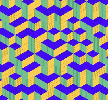 İzometrik küp. Renkli ve gürültü desenli. Mezuniyet geçmişi. 3 boyutlu izometrik küp. Pankart Duvar Kağıdı.