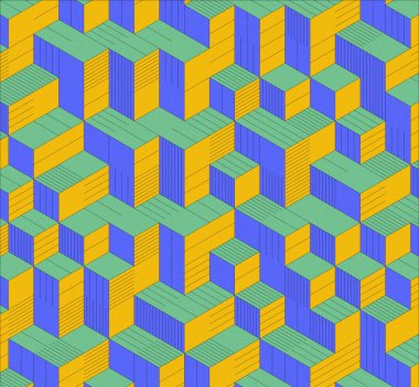 İzometrik küp. Renkli ve gürültü desenli. Mezuniyet geçmişi. 3 boyutlu izometrik küp. Pankart Duvar Kağıdı.