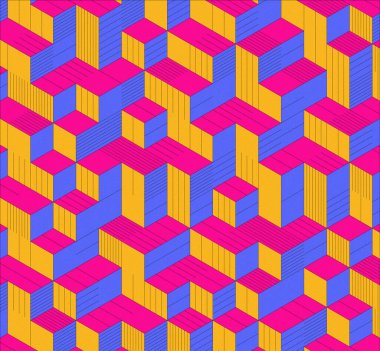 İzometrik küp. Renkli ve gürültü desenli. Mezuniyet geçmişi. 3 boyutlu izometrik küp. Pankart Duvar Kağıdı.