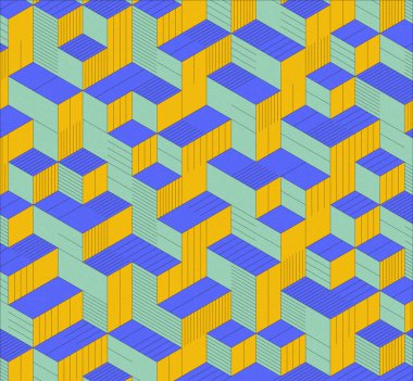 İzometrik küp. Renkli ve gürültü desenli. Mezuniyet geçmişi. 3 boyutlu izometrik küp. Pankart Duvar Kağıdı.