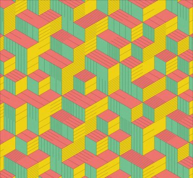 İzometrik küp. Renkli ve gürültü desenli. Mezuniyet geçmişi. 3 boyutlu izometrik küp. Pankart Duvar Kağıdı.