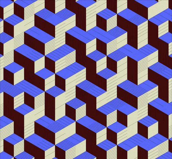 Izometrická Krychle Mnohobarevná Hlučná Textura Pozadí Přechodu Izometrická Krychle Nápis — Stock fotografie