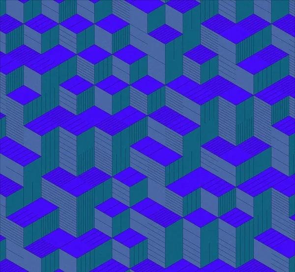 アイソメトリックキューブ 多色とノイズのテクスチャ グラデーションの背景 三次元アイソメトリックキューブ バナー壁紙 — ストック写真