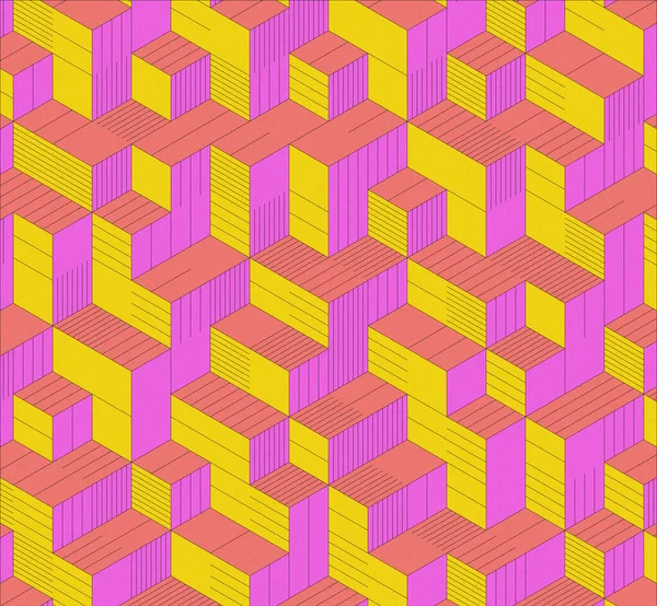 等距立方体 彩色和噪声纹理 优雅的背景 3D等量立方体 横幅墙纸 — 图库照片