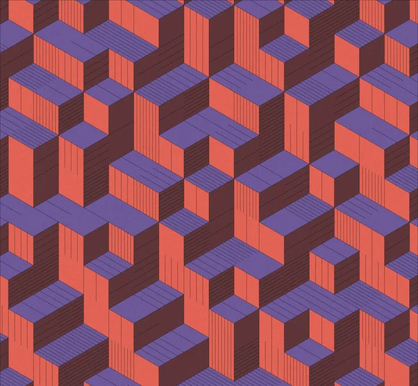 アイソメトリックキューブ 多色とノイズのテクスチャ グラデーションの背景 三次元アイソメトリックキューブ バナー壁紙 — ストック写真
