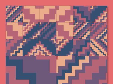 Soyut kare ve üçgen sanat. Sancak biçimi. Renkli. Ressam. Şablon. Mezuniyet geçmişi. İpi oynat. Dalga.