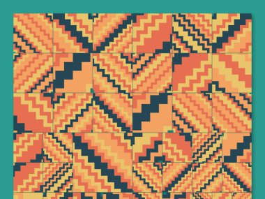 Soyut kare ve üçgen sanat. Sancak biçimi. Renkli. Ressam. Şablon. Mezuniyet geçmişi. İpi oynat. Dalga.