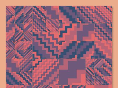 Soyut kare ve üçgen sanat. Sancak biçimi. Renkli. Ressam. Şablon. Mezuniyet geçmişi. İpi oynat. Dalga.