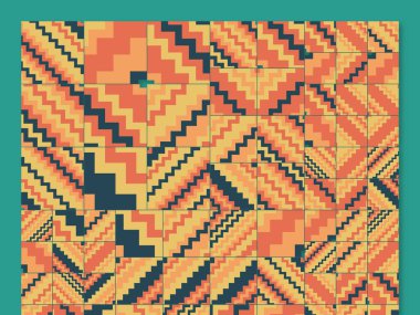 Soyut kare ve üçgen sanat. Sancak biçimi. Renkli. Ressam. Şablon. Mezuniyet geçmişi. İpi oynat. Dalga.