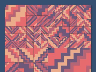 Soyut kare ve üçgen sanat. Sancak biçimi. Renkli. Ressam. Şablon. Mezuniyet geçmişi. İpi oynat. Dalga.