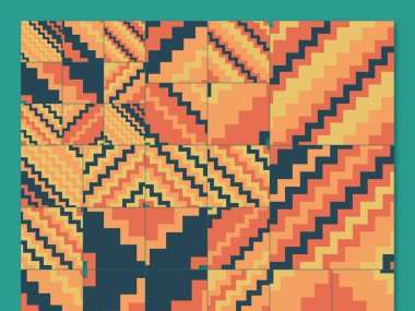 Soyut kare ve üçgen sanat. Sancak biçimi. Renkli. Ressam. Şablon. Mezuniyet geçmişi. İpi oynat. Dalga.