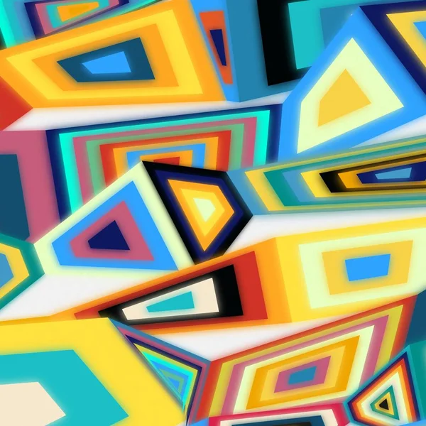 抽象的な正方形と三角形の芸術 バナー形式 カラフルだ パターンだ グラデーションの背景 ライン ウィグル — ストック写真