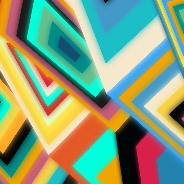 Abstrakt Fyrkantig Och Triangulär Konst Banner Format Färgglad Målare Mönster — Stockfoto