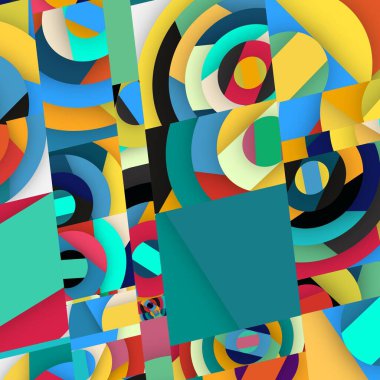 Soyut kare ve üçgen sanat. Sancak biçimi. Renkli. Ressam. Şablon. Mezuniyet geçmişi. İpi oynat. Dalga.