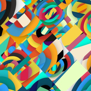 Soyut kare ve üçgen sanat. Sancak biçimi. Renkli. Ressam. Şablon. Mezuniyet geçmişi. İpi oynat. Dalga.