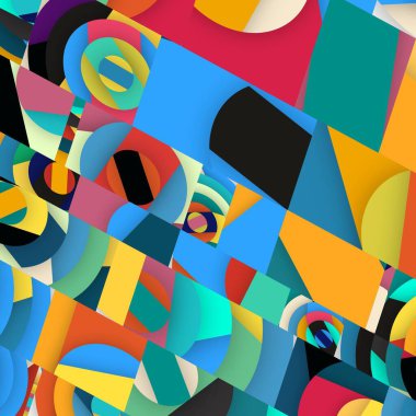 Soyut kare ve üçgen sanat. Sancak biçimi. Renkli. Ressam. Şablon. Mezuniyet geçmişi. İpi oynat. Dalga.