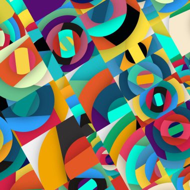 Soyut kare ve üçgen sanat. Sancak biçimi. Renkli. Ressam. Şablon. Mezuniyet geçmişi. İpi oynat. Dalga.