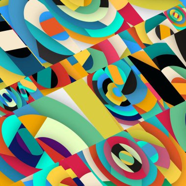 Soyut kare ve üçgen sanat. Sancak biçimi. Renkli. Ressam. Şablon. Mezuniyet geçmişi. İpi oynat. Dalga.