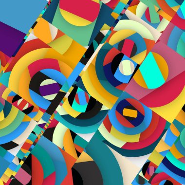 Soyut kare ve üçgen sanat. Sancak biçimi. Renkli. Ressam. Şablon. Mezuniyet geçmişi. İpi oynat. Dalga.