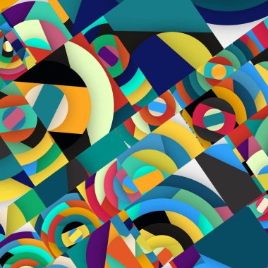 Soyut kare ve üçgen sanat. Sancak biçimi. Renkli. Ressam. Şablon. Mezuniyet geçmişi. İpi oynat. Dalga.