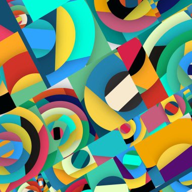 Soyut kare ve üçgen sanat. Sancak biçimi. Renkli. Ressam. Şablon. Mezuniyet geçmişi. İpi oynat. Dalga.