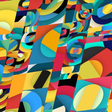 Soyut kare ve üçgen sanat. Sancak biçimi. Renkli. Ressam. Şablon. Mezuniyet geçmişi. İpi oynat. Dalga.