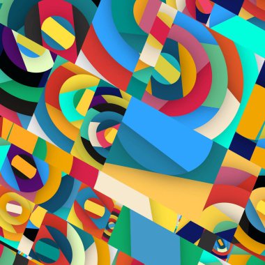 Soyut kare ve üçgen sanat. Sancak biçimi. Renkli. Ressam. Şablon. Mezuniyet geçmişi. İpi oynat. Dalga.