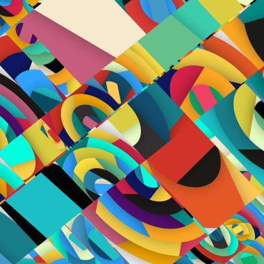 Soyut kare ve üçgen sanat. Sancak biçimi. Renkli. Ressam. Şablon. Mezuniyet geçmişi. İpi oynat. Dalga.