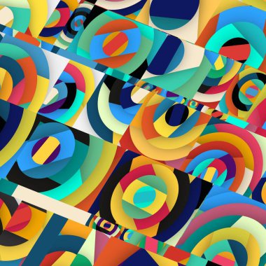 Soyut kare ve üçgen sanat. Sancak biçimi. Renkli. Ressam. Şablon. Mezuniyet geçmişi. İpi oynat. Dalga.