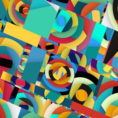 Soyut kare ve üçgen sanat. Sancak biçimi. Renkli. Ressam. Şablon. Mezuniyet geçmişi. İpi oynat. Dalga.