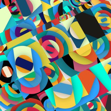 Soyut kare ve üçgen sanat. Sancak biçimi. Renkli. Ressam. Şablon. Mezuniyet geçmişi. İpi oynat. Dalga.