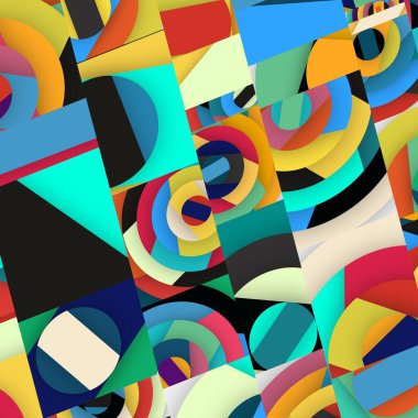 Soyut kare ve üçgen sanat. Sancak biçimi. Renkli. Ressam. Şablon. Mezuniyet geçmişi. İpi oynat. Dalga.