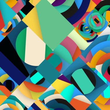 Soyut kare ve üçgen sanat. Sancak biçimi. Renkli. Ressam. Şablon. Mezuniyet geçmişi. İpi oynat. Dalga.