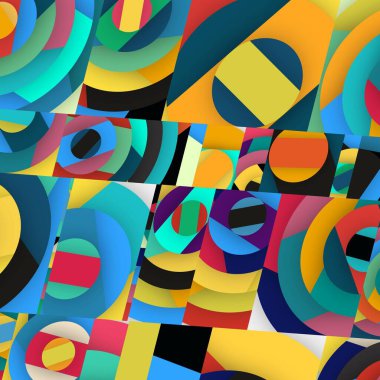 Soyut kare ve üçgen sanat. Sancak biçimi. Renkli. Ressam. Şablon. Mezuniyet geçmişi. İpi oynat. Dalga.