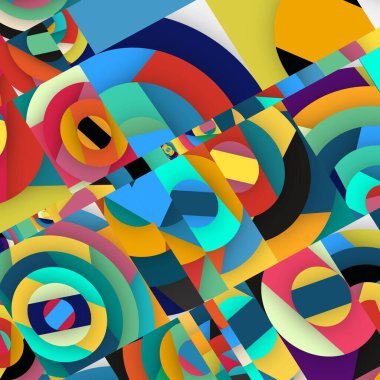 Soyut kare ve üçgen sanat. Sancak biçimi. Renkli. Ressam. Şablon. Mezuniyet geçmişi. İpi oynat. Dalga.