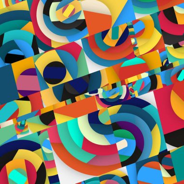 Soyut kare ve üçgen sanat. Sancak biçimi. Renkli. Ressam. Şablon. Mezuniyet geçmişi. İpi oynat. Dalga.