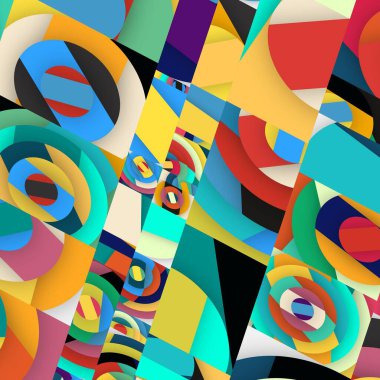 Soyut kare ve üçgen sanat. Sancak biçimi. Renkli. Ressam. Şablon. Mezuniyet geçmişi. İpi oynat. Dalga.