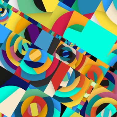 Soyut kare ve üçgen sanat. Sancak biçimi. Renkli. Ressam. Şablon. Mezuniyet geçmişi. İpi oynat. Dalga.