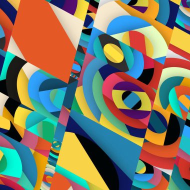 Soyut kare ve üçgen sanat. Sancak biçimi. Renkli. Ressam. Şablon. Mezuniyet geçmişi. İpi oynat. Dalga.