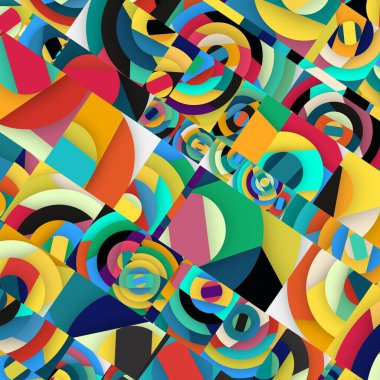 Soyut kare ve üçgen sanat. Sancak biçimi. Renkli. Ressam. Şablon. Mezuniyet geçmişi. İpi oynat. Dalga.