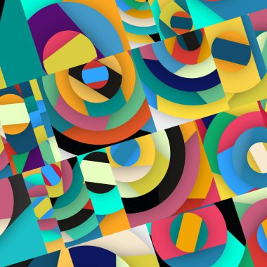 Soyut kare ve üçgen sanat. Sancak biçimi. Renkli. Ressam. Şablon. Mezuniyet geçmişi. İpi oynat. Dalga.