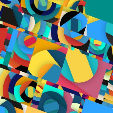 Soyut kare ve üçgen sanat. Sancak biçimi. Renkli. Ressam. Şablon. Mezuniyet geçmişi. İpi oynat. Dalga.