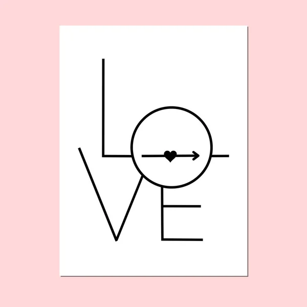 Aşk Harf Vektörü Illüstrasyonu Poster Kart Afiş Sevgililer Günü Düğün — Stok Vektör