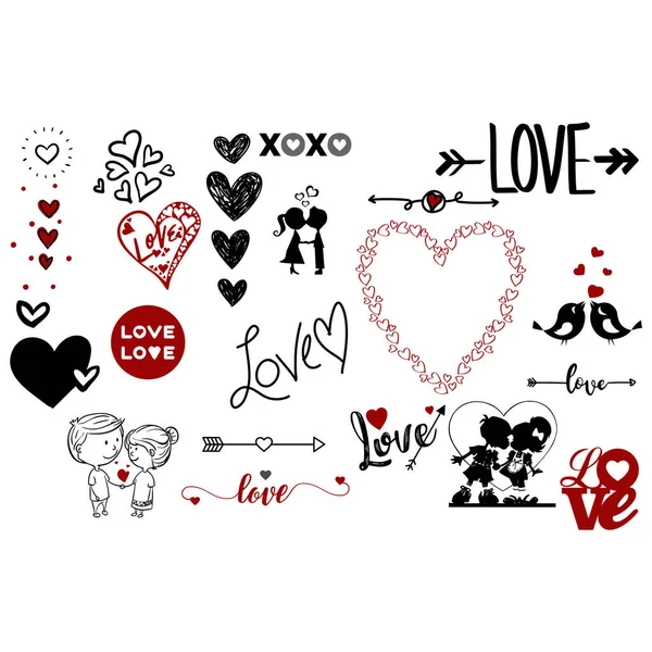 Valentijnsdag Pack Heart Patterns Set Liefdesgroep Valentijnsdag Achtergrond Vectorillustratie — Stockvector