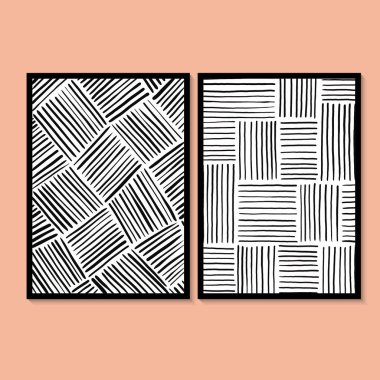 Abstract black lines minimalist wall art in. Simple line style. Black and white line. Modern creative pattern.
