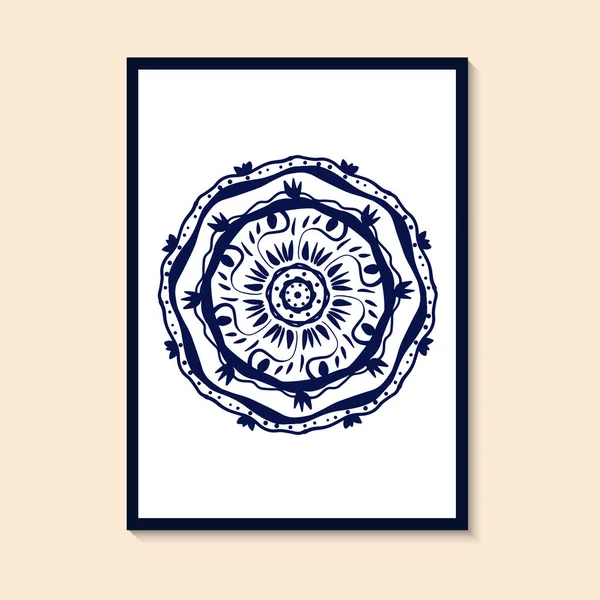 Navy Blue Decorative Mandala Pattern Blue White Mandala Great Vector — Stockový vektor