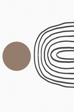 Abstract modern beige geometric. Organic bohemian wall art poster for minimal luxury interior with abstract shapes. Neutral pastel color. Modern illustration.